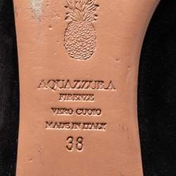 Pre Owned Aquazzura Black Suede Dancer Lace-Up Ballet Flats Size 38