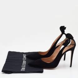 مملوكة مسبقًا حذاء كعب عالي أكوازورا سويدي أسود بفيونكة مقاس 39.5