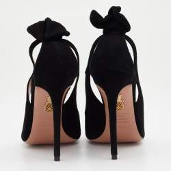 مملوكة مسبقًا حذاء كعب عالي أكوازورا سويدي أسود بفيونكة مق اس 39.5