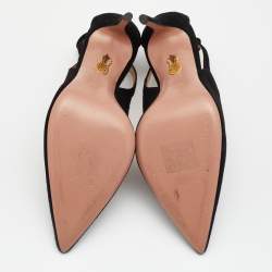 مملوكة مسبقًا حذاء كعب عالي أكوازورا سويدي أسود بفيونكة مقاس 39.5