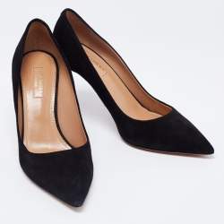Pre Owned Aquazurra Black Suede Purist Pointed Toe Pumps Size 38
