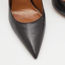 Pre Owned Aquazzura Black Leather Ankle Strap Pumps Size 40