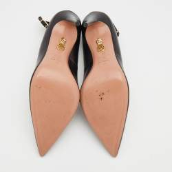 Pre Owned Aquazzura Black Leather Ankle Strap Pumps Size 40