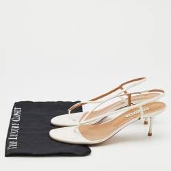 Pre Owned Aquazzura White Leather Slingback Sandals Size 39.5