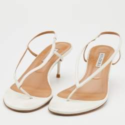 Pre Owned Aquazzura White Leather Slingback Sandals Size 39.5
