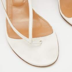 Pre Owned Aquazzura White Leather Slingback Sandals Size 39.5