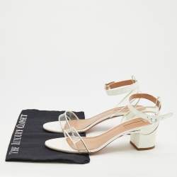 Aquazzura White/Transparent Patent Leather And PVC Ankle Strap Sandals Size 39.5
