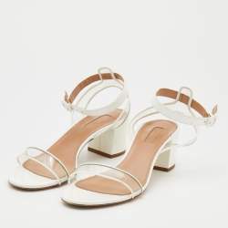 Aquazzura White/Transparent Patent Leather And PVC Ankle Strap Sandals Size 39.5