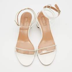 Aquazzura White/Transparent Patent Leather And PVC Ankle Strap Sandals Size 39.5
