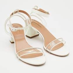Aquazzura White/Transparent Patent Leather And PVC Ankle Strap Sandals Size 39.5