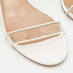 Aquazzura White/Transparent Patent Leather And PVC Ankle Strap Sandals Size 39.5