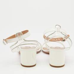 Aquazzura White/Transparent Patent Leather And PVC Ankle Strap Sandals Size 39.5