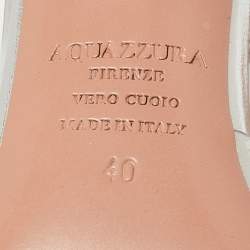 Pre Owned Aquazzura Silver Leather and PVC Optic Pointed-Toe Mules Size 40