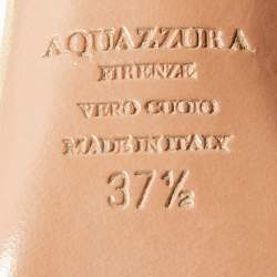 مملوكة مسبقًا حذاء كعب عالي أكوازورا هالو لوفر جلد أبيض سير كاحل مقاس 37