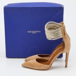 مملوكة مسبقًا حذاء كعب عالي أكوازورا هالو لوفر جلد أبيض سير كاحل مقاس 37