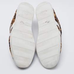 Pre Owned Aquazzura Multicolor Leopard Print Suede And Croc Embossed Leather Low Top Sneakers Size 41