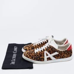 Pre Owned Aquazzura Multicolor Leopard Print Suede And Croc Embossed Leather Low Top Sneakers Size 41
