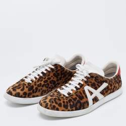 Pre Owned Aquazzura Multicolor Leopard Print Suede And Croc Embossed Leather Low Top Sneakers Size 41