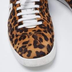 Pre Owned Aquazzura Multicolor Leopard Print Suede And Croc Embossed Leather Low Top Sneakers Size 41