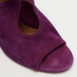 Pre Owned Aquazzura Purple Cut Out Suede Sexy Thing Tie Up Sandals Size 37
