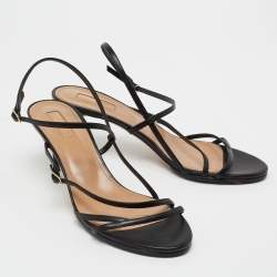 Pre Owned Aquazzura Black Leather Carolyne Strappy Sandals Size 40
