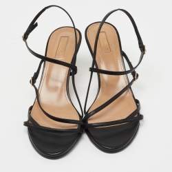 Pre Owned Aquazzura Black Leather Carolyne Strappy Sandals Size 40