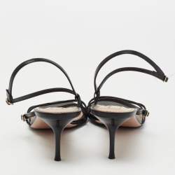 Pre Owned Aquazzura Black Leather Carolyne Strappy Sandals Size 40