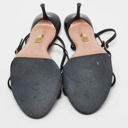 Pre Owned Aquazzura Black Leather Carolyne Strappy Sandals Size 40