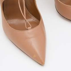 Pre Owned Aquazzura Beige Leather Tango Curvy Lace Up Pumps Size 39