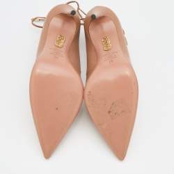 Pre Owned Aquazzura Beige Leather Tango Curvy Lace Up Pumps Size 39