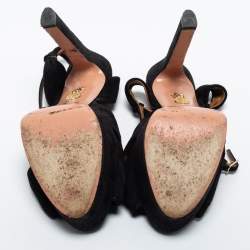 Pre Owned Aquazzura Black Suede Ankle Strap Sandals Size 38