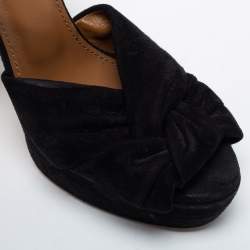 Pre Owned Aquazzura Black Suede Ankle Strap Sandals Size 38