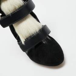 Pre Owned Aquazzura Black Leather and Suede Wedge Ankle Boots Size 40