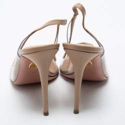 Pre Owned Aquazzura Beige Leather and PVC Slingback Sandals Size 37