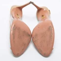 Pre Owned Aquazzura Beige Leather and PVC Slingback Sandals Size 37