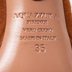 Pre Owned Aquazzura Tan Suede Dancer Plateau Ankle Tie Pumps Size 35