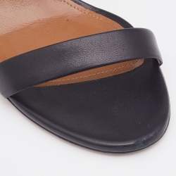 Pre Owned Aquazzura Black Leather Spin Me Around Ankle Cuff Sandals Size 36.5