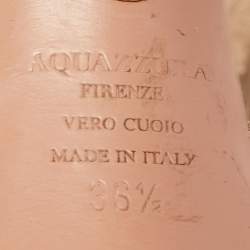 Pre Owned Aquazzura Metallic Pink Laminated Suede Ankle Strap Platform Sandals Size 36.5