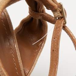 Pre Owned Aquazzura Metallic Pink Laminated Suede Ankle Strap Platform Sandals Size 36.5