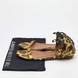 Aquazzura Multicolor Python Ankle Strap Flat Sandals Size 38