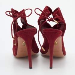 Pre Owned Aquazzura Red Suede Sexy Thing Booties Size 39