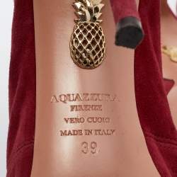 Pre Owned Aquazzura Red Suede Sexy Thing Booties Size 39
