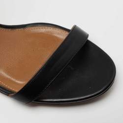 Pre Owned Aquazzura Black/Gold Leather Spin Me Around Strappy Sandals Size 39