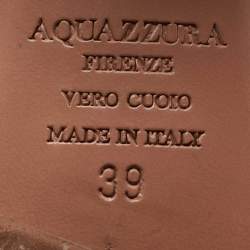 Pre Owned Aquazzura Black/Gold Leather Spin Me Around Strappy Sandals Size 39