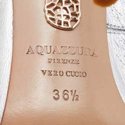 Pre Owned Aquazzura Silver Laser Cut Leather Sexy Thing Sandals Size 36.5