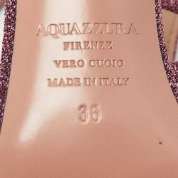 Pre Owned Aquazzura Pink Glitter Fabric Ankle Strap Sandals Size 36