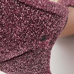 Pre Owned Aquazzura Pink Glitter Fabric Ankle Strap Sandals Size 36