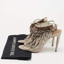 Pre Owned Aquazzura Grey Suede So Pocahontas Sandals Size 39