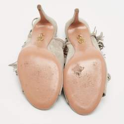 Pre Owned Aquazzura Grey Suede So Pocahontas Sandals Size 39