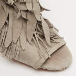 Pre Owned Aquazzura Grey Suede So Pocahontas Sandals Size 39